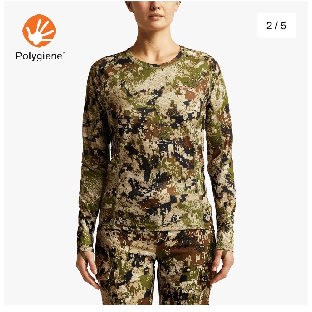 Sitka Top Womens XL Camo‎ Core Merino 120 LS Crew Subalpine 600169